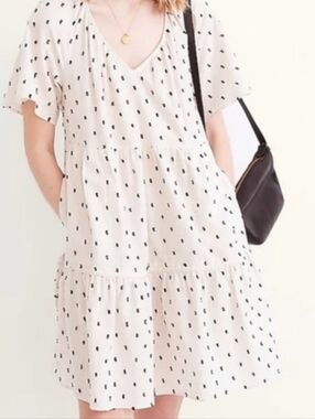 Madewell Size Large White Polka Dot woman dress